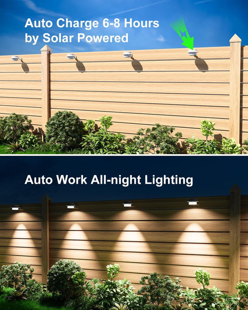 4 Pack White Solar Powered Gutter Lights Outdoor Decorative Waterproof Led Fence Lamp for Lighting Railing, Outside