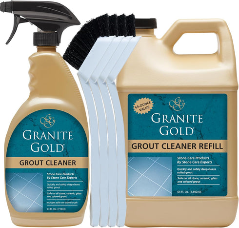 Granite Gold Grout Cleaner Spray with Brush for Stone, Ceramic, Glass &