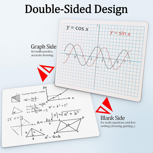Small Dry Erase Graph Board, 9"x12" XY Axis Whiteboard - 10 Pack Mini Math Boards for Students with 10 Erasers