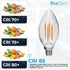 BlueStars 12-PACK B10 E12 LED Bulbs, DIMMABLE 4W 2700K Warm White, 40W Equivalent, 440 Lumens for Ceiling Fan,