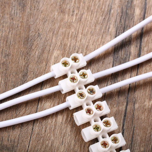 Weewooday 10 Pieces Terminal Block 12-Position Strip, 10 Amp 380 Volt White Screw Terminal Connector