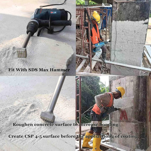 11 3/4 In. SDS Max Concrete Repair Patch Tool - 1 1/2 Inch Square Head Bushing Bit for Demolition