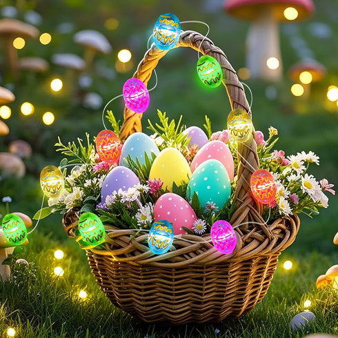 50LED 16ft 3D Decor,2 Pack Aogist Easter Egg Fairy Lights - Super Bright Egg String Light Battery Operated Decor