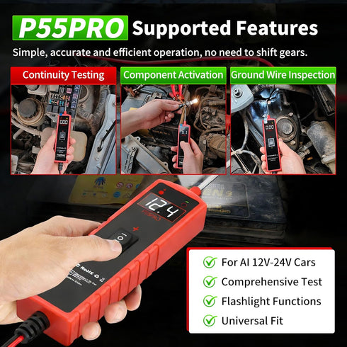 WEDPATA 6-30V Automotive Electrical Circuit Tester - Multi-Function Car Circuit Diagnostic Tool with Voltage Detection