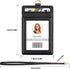 Azrra Lanyards for ID Badges, Vertical PU Leather Badge Holder with 1 ID Holder and 4 Credit Card Slots, Black