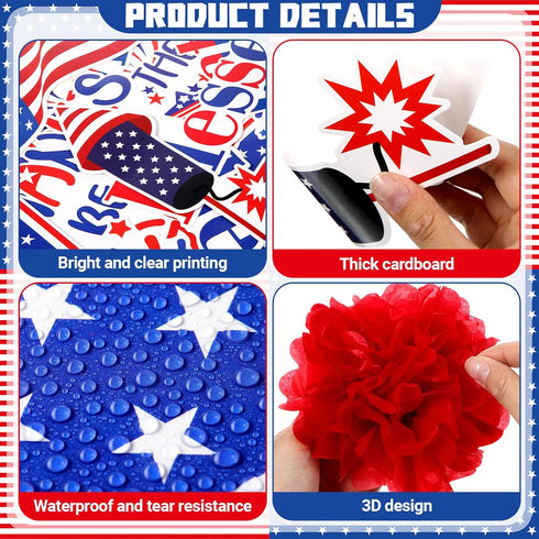 Pajean 67 Pcs God Bless American Bulletin Board Set, Patriotic Christian Classroom Decoration with American Flag Cross