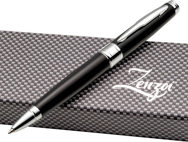 ZenZoi Black Ballpoint Pen Set, Elegant Executive Pen with Luxury Gift Box & 2 Gel Refills