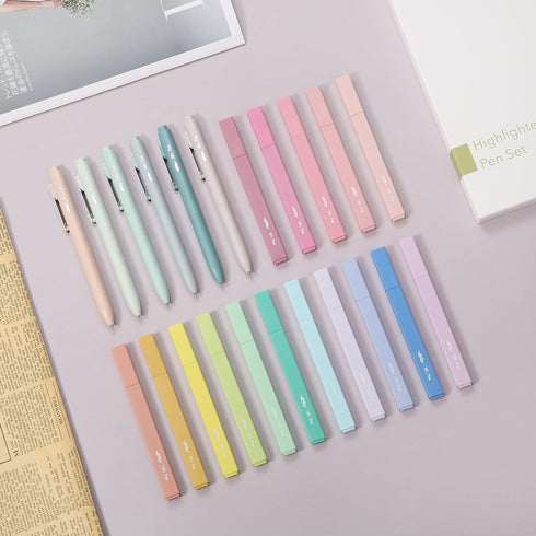 Mr. Pen Aesthetic Highlighters and Gel Pens, 22 Pack Assorted Colors Bible Highlighters No Bleed