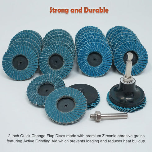 32 Piece 2-Inch Flap Discs Set with 1/4 Shank Holder, T27 Zirconia Grinding Wheels for Die Grinder