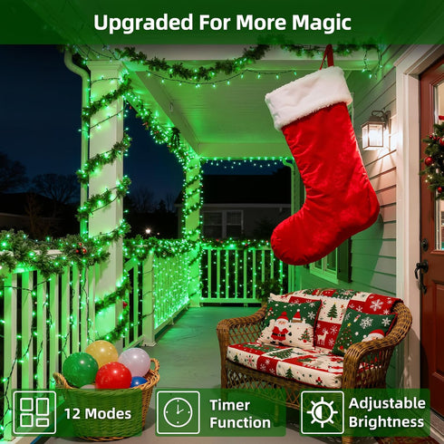 750 240FT Outdoor,12 Dimmable QUHUATU LED Christmas Lights Lighting Modes Christmas String Lights with Timer, Plug