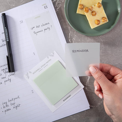 DiverseBee 50 Sheets Pastel Transparent Sticky Notes, 3x3” Clear Sticky Tabs for Planner Accessories, Bible Journaling