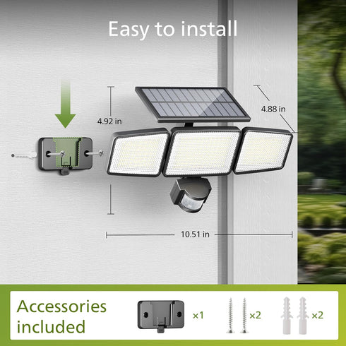 302 1200lmSolar-Powered 3 IP65 3 (1 Pack) Philips Solar Security Light Outdoor Light LEDs Waterproof Wall-Mounted Flood