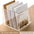 SANRUI Acrylic Desk File Organizer, 4 Vertical Compartments Clear Magazine Holder for Office Accessories Organization