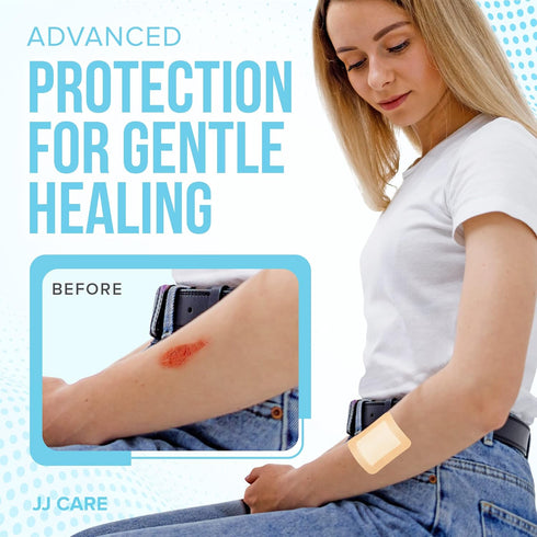 JJ CARE Silicone Foam Dressing 3x3, Pack of 10, Waterproof Bandages for Wounds, Absorbent Bed Sore Bandages