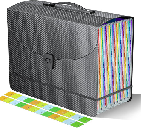 Expanding File Folders - Accordion Organizer, 25 Pockets Expandable File Folder with Plastic Handle for A4/Letter Size