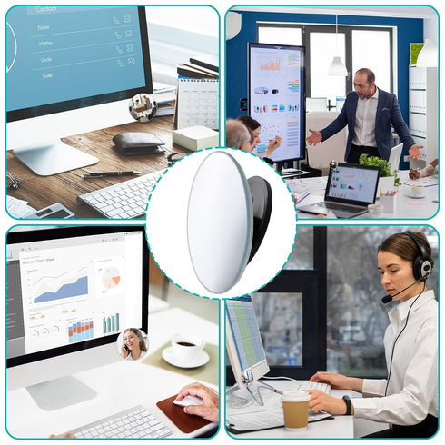 CIATBYYJ 2Pcs 2.2inch Office Cubicle Mirrors, Adjustable Monitor Mirror to See Behind You for Work Accessories, Small