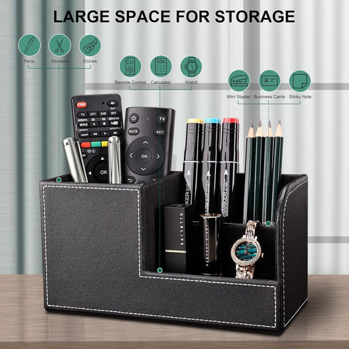 KINGFOM 5 PCS/SET Pu Leather Desk Organizer - File Holder Accessories, Magazine Storage Rack & Pen Holder