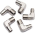 LTWFITTING 90 Degree Elbow Stainless Steel 316 Barb Fitting, 1/2" ID Hose x 3/8" Male NPT (Pack of 5)