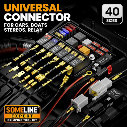 2414 40 2.8/4.8/6.3/7.8 mm SOMELINE Spade Connector Crimping Tool Kit AWG, Types Quick Disconnect Non-Insulated