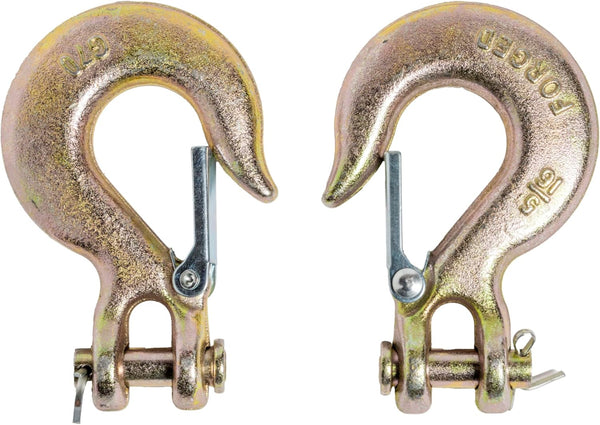 Clevis Slip Hooks with Latch, Safety Chain for 5/16'' Tow Chain, 4,300 LBS Capacity, Package of 2