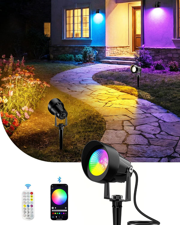 CORESLUX Smart RGBW Spot Lights Outdoor, Color Changing Warm White Landscape Lights