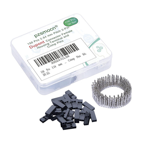50 Sets Dupont 2.54 mm Pitch 2-Pin Female Adapter Cable Connector Accessories, 150 Pieces Crimp Pins Kit