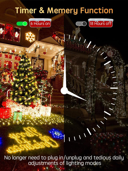 300 115FT 8 IP65 Acan LED String Lights Outdoor, Christmas Tree Lights Warm White with Remote Control, Modes Fairy