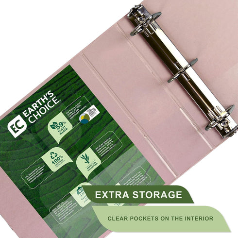 Samsill Plant-Based 3 Inch Durable D-Ring View Binder, Eco-Friendly, USDA Certified Biobased, 2 Pack, Rose