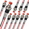 Mini Push Button Switch, 1A 250V AC SPST Momentary Switches with Wire, Normal Closed (NC) Red Cap - 10pcs