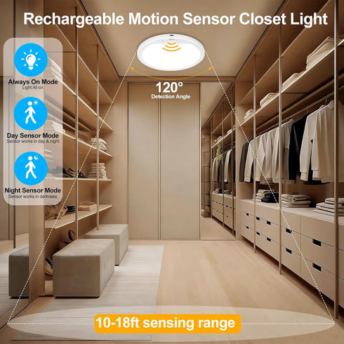 Closet OSIDEN Rechargeable Motion Sensor Ceiling Light with Remote Wireless Magnetic Stick on Light Battery Operated