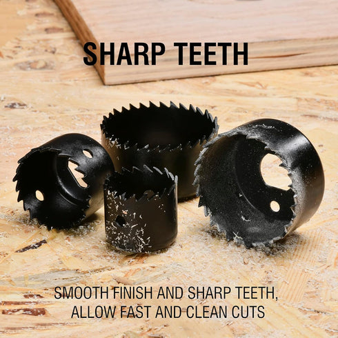 KATA 6PCS Hole Saw Kit 1-1/4" to 2-1/8"(32-54mm) with Mandrels and Hex Key in Case for Soft Wood, PVC Board, Plywood