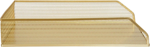 Martha Stewart Ryder Gold Mesh Metal Paper Letter Inbox Tray, 2 Pack Desktop Organizer