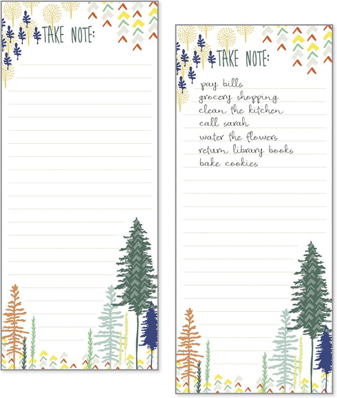 Set of 2 Forest List Pad, Notepad for Grocery List with Attachable Magnet