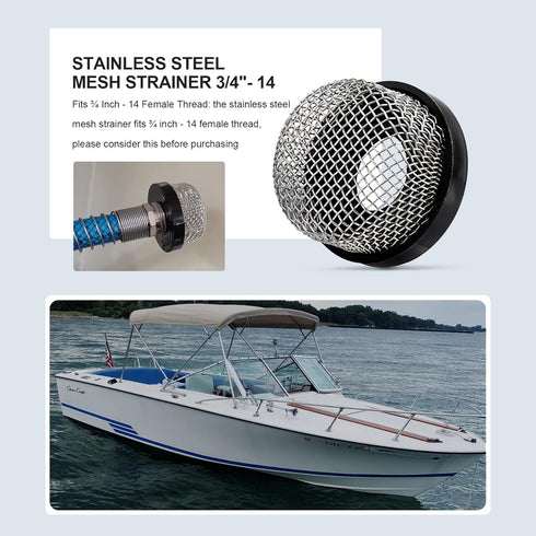 Stainless Steel Mesh Strainer 3/4"-14 Aerator Screen - Replace for Livewell Pump, MA-023 Screw on Strainer