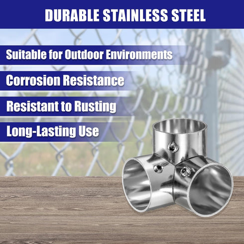 4Pcs Elbow 3 1" uxcell Corner Cross Structural Pipe Connectors Way End Rails Clamp with Wrench Stainless Steel Corner