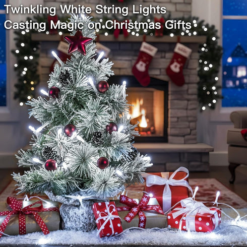 33ft 100 12 suddus LED White String Lights with Timer, Modes Christmas Fairy Lights Plug in, Connectable Indoor/Outdoor