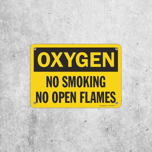 SmartSign S-0574-PL "Oxygen - No Smoking No Open Flames" Sign, 7" x 10"