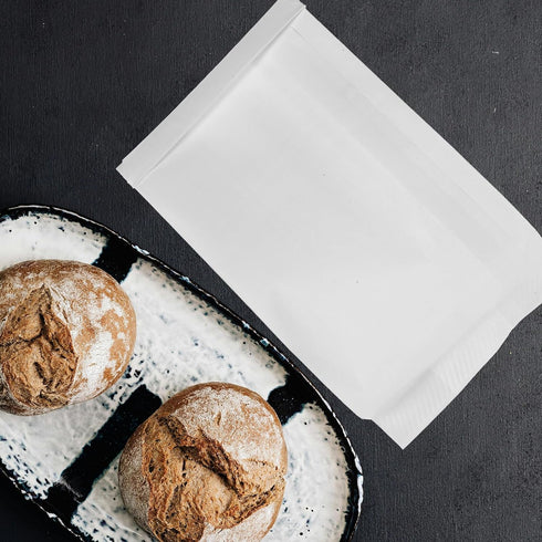 OFFIGAM 10x5 Inch Packaging 25pcs Sealable Greaseproof Kraft Paper Bags White Sandwich Pastry Snack Bags for Bakery