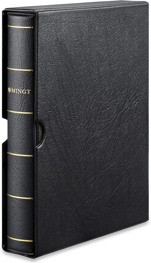 MUDOR 4 Ring Classic Stamp Binder, Empty Binder Albums for Stamps, Documents, Coins, Classic Binder, Black