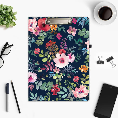 Hongri Clipboard Folio with Refillable Notepad & Storage Pocket, Cute Spring Flower Pattern, 12.8" x 9.2"