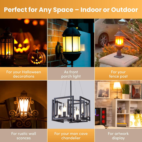 Bulb E12 B11 Bulbs 12mm 110MM 4.25" 120V 3 Pack Flame Effect Chandelier LED Fire Candle Light Flaming Flicker
