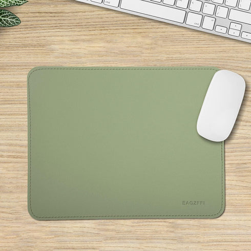 Leather Mouse Pad, Wood Mouse Pad, Double Side Stitched Edges, Equipped with Coaster Mouse Pads for Laptop, Office &