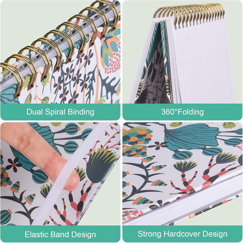 Spiral Notebook, 4 Pack A5 Lined Journal for Women, Hardcover Spiral Journal with 2 Pockets, College Ruled Notebooks, Cute Notebook for Office, School Supplies, Gifts (160 Pages, 6.3" x 8.46") by OMEYA