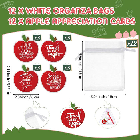 Teacher Appreciation Gifts, Apple Ballpoint Pens, Puzzle Apple Keychain with Card and Gift Bags for Teacher Gifts
