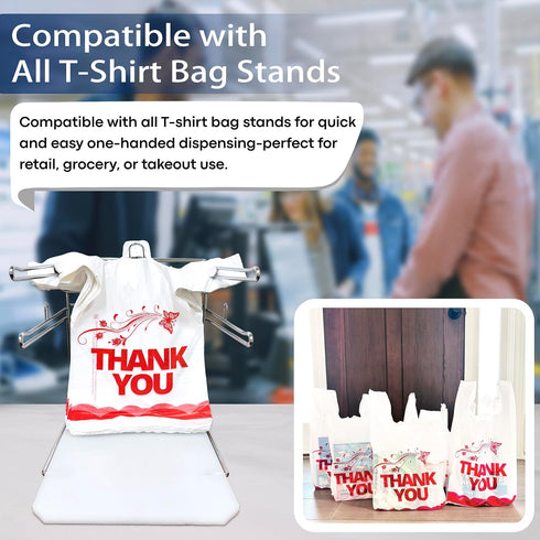 1000PCS 11"x6"x21" YoYoRain White Thank You T-Shirt Bags Reusable & Disposable Grocery and Supermarket Shopping Bags