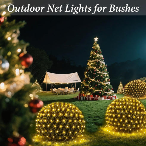 300LED 14.8ft 5ft 8 Net Lights, x Modes Connectable Christmas Outdoor String Mesh Lights, Waterproof Decorative Fairy