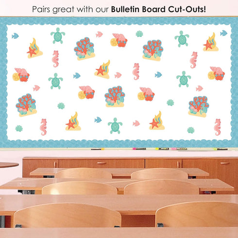Big Dot of Happiness Ocean Creatures - Scalloped Bulletin Board Borders, 51 Feet Classroom Decor