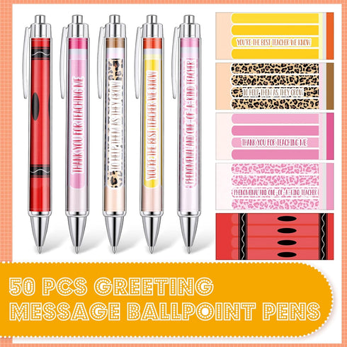 Jutom 50 Pcs Teacher Appreciation Pens Teacher Appreciation Gifts Ballpoint Pens Bulk Teacher Pens Inspirational Teacher Graduation Ink Pen for Teacher School Office Supplies(Classic) by Jutom