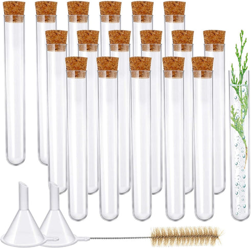 Weewooday 20 Pieces Plastic Test Tubes with Cork Stoppers - Halloween Science Party Storage Containers
