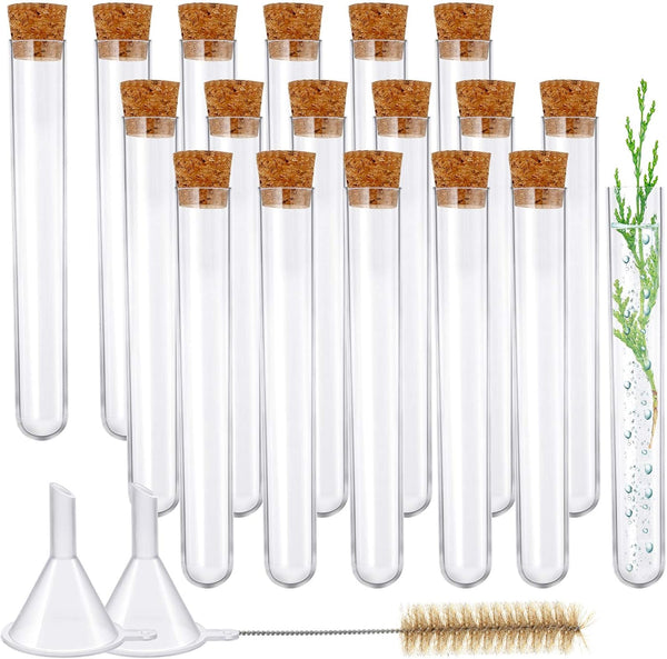 Weewooday 20 Pieces Plastic Test Tubes with Cork Stoppers - Halloween Science Party Storage Containers